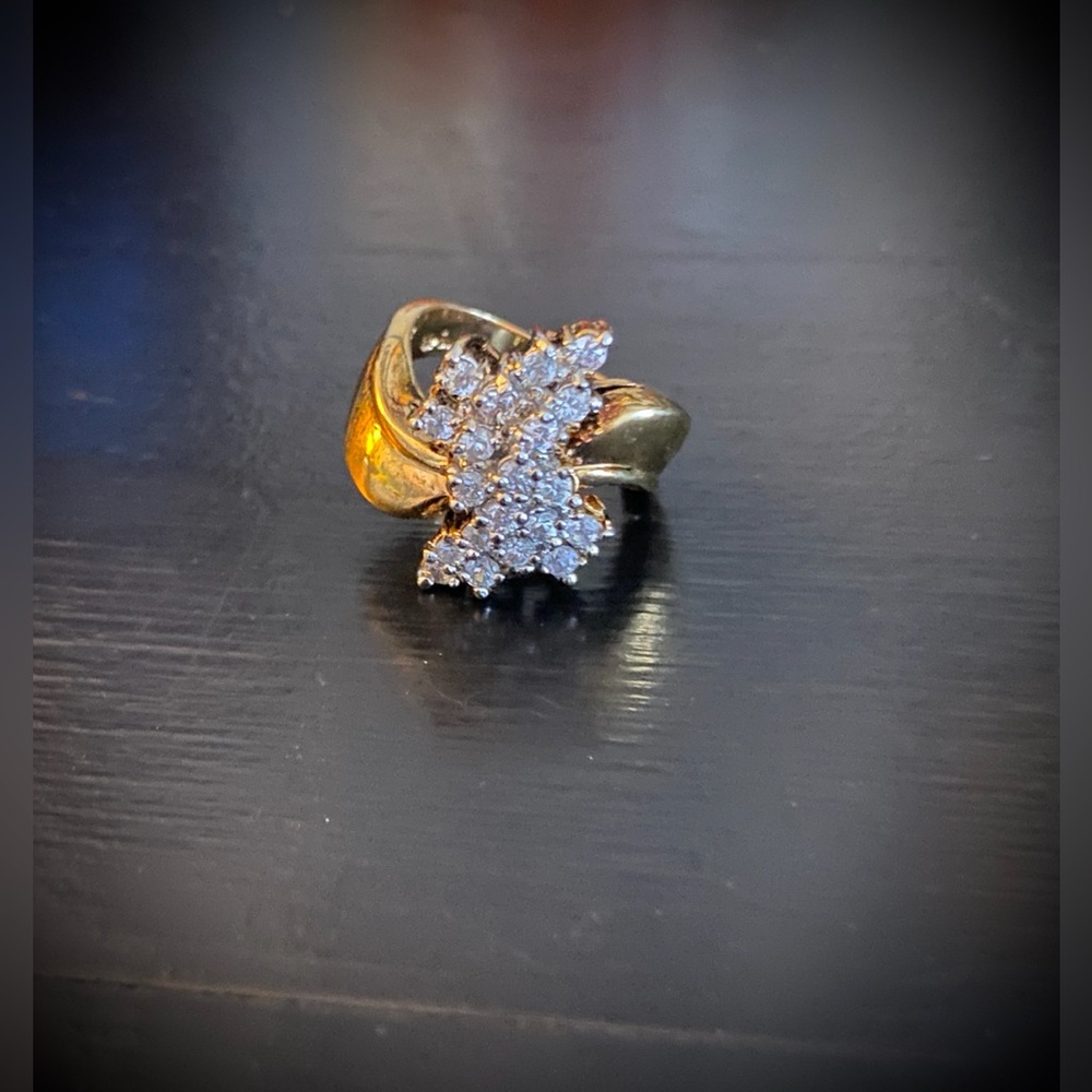 Gold Plated Unique Twisty Zircon Ring